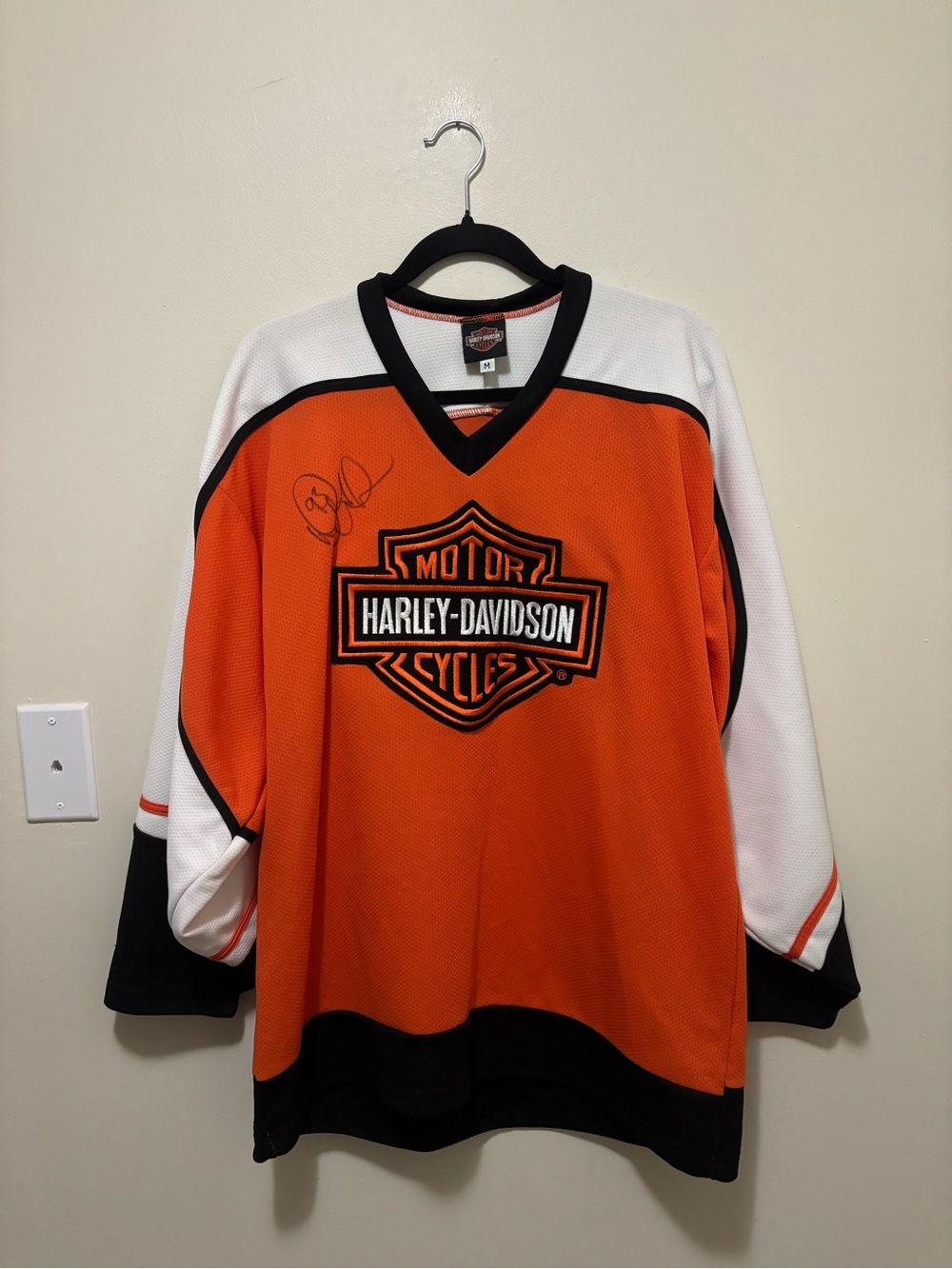 Vintage Harley-Davidson Hockey Jersey Signed by Doug Gilmour